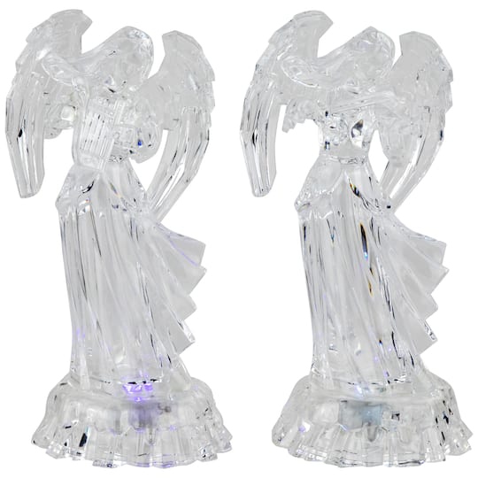 Northlight 9" Pre-Lit Clear LED Color Changing Angel Acrylic Christmas Decorations, 2ct. | Michaels®